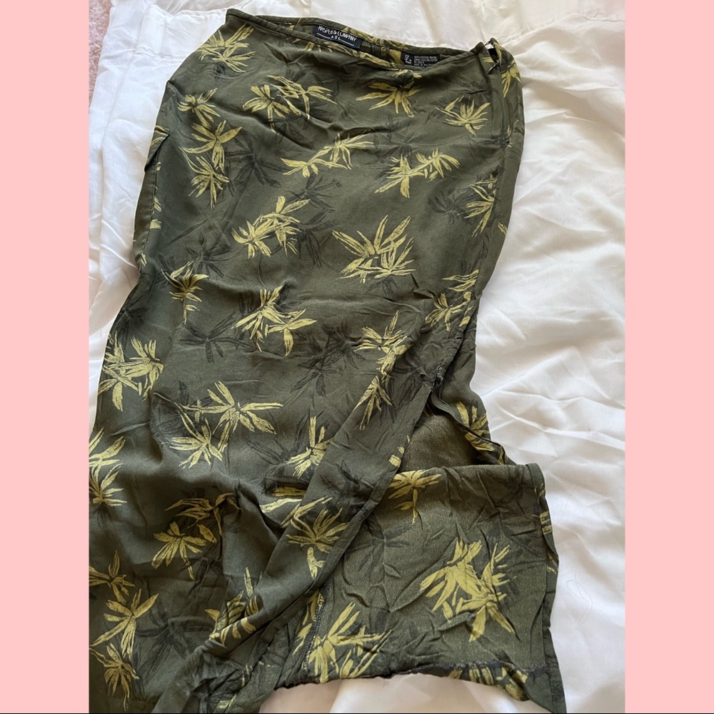 Green, long, flowy skirt